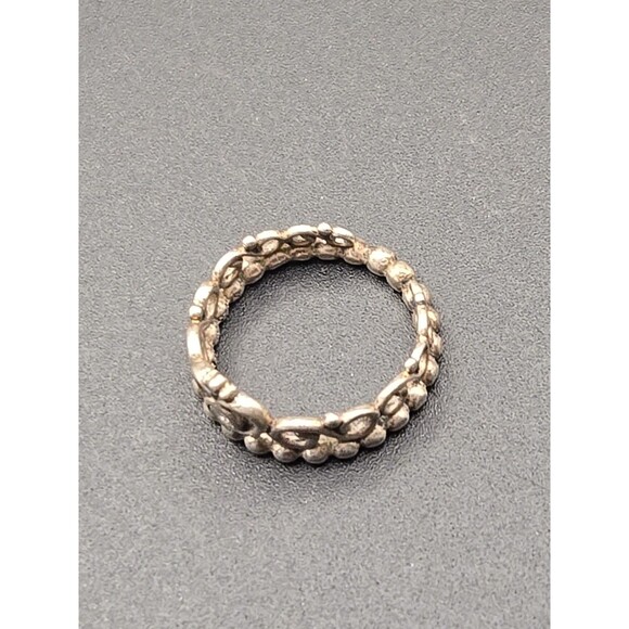 Pandora ALE Signed Sterling Silver Heart Tiara Crown Band Ring Sz 4.5 - Picture 5 of 9